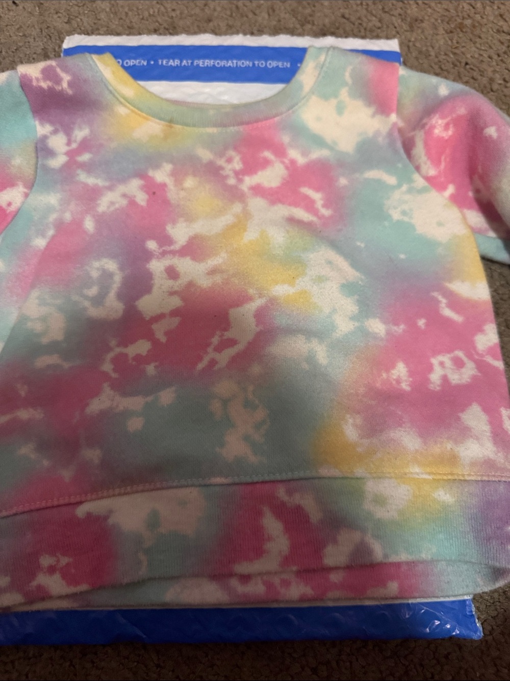 Garanimals Pastel Tie-Dye Puffer Sweatshirt - Pink, Blue & Yellow